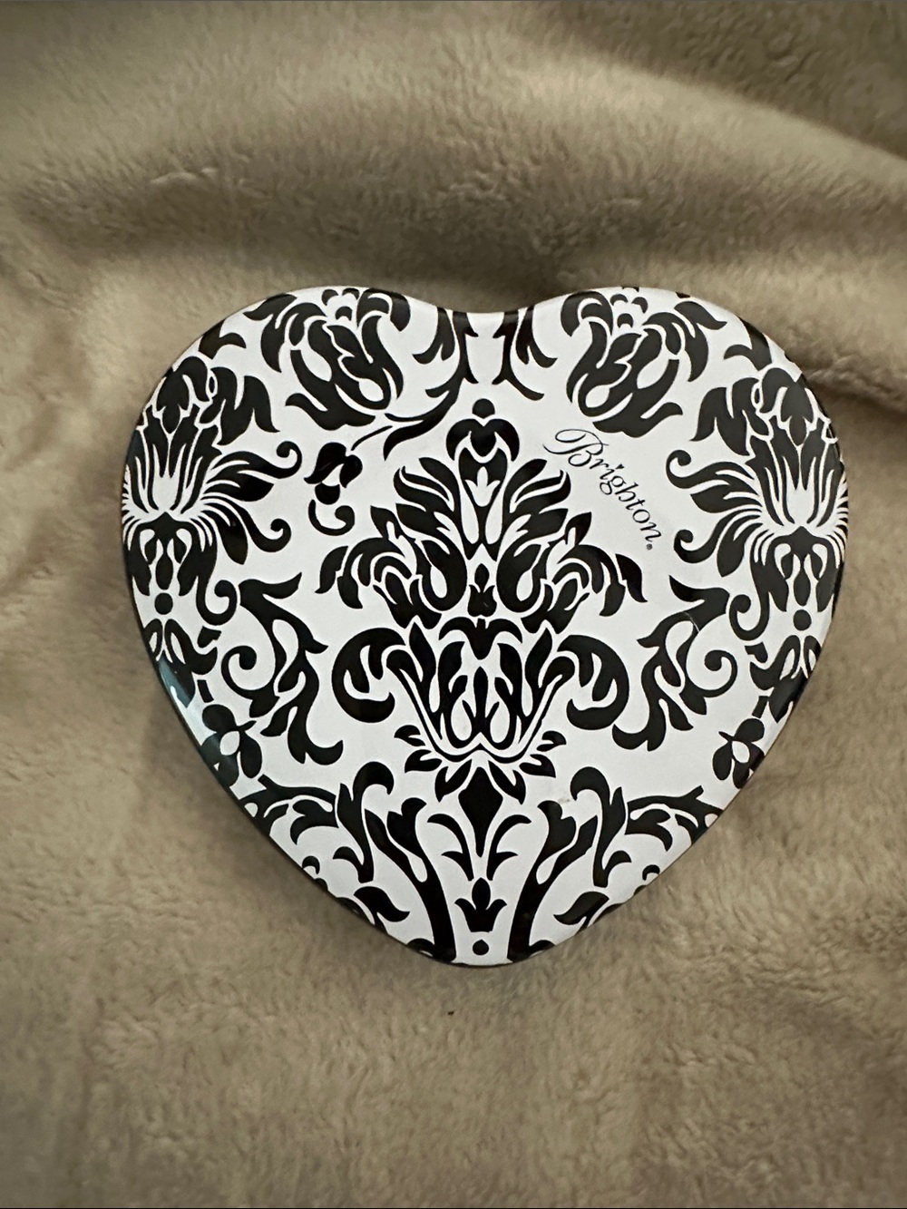 Brighton Black and White Damask Heart Jewelry Box